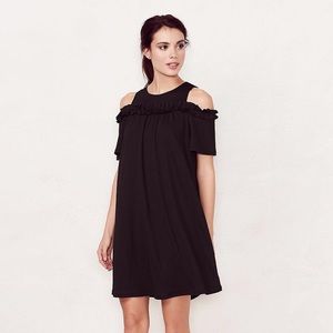 Black cold shoulder shift dress